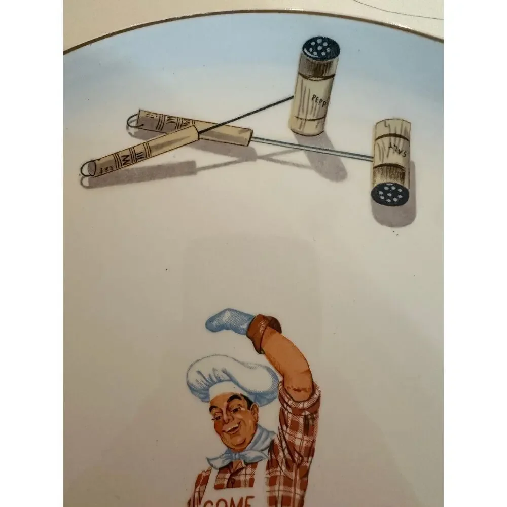 Vintage Ironstone World Finest Oven Proof Printed Plates Pack of 8 BBQ MCM 1950s